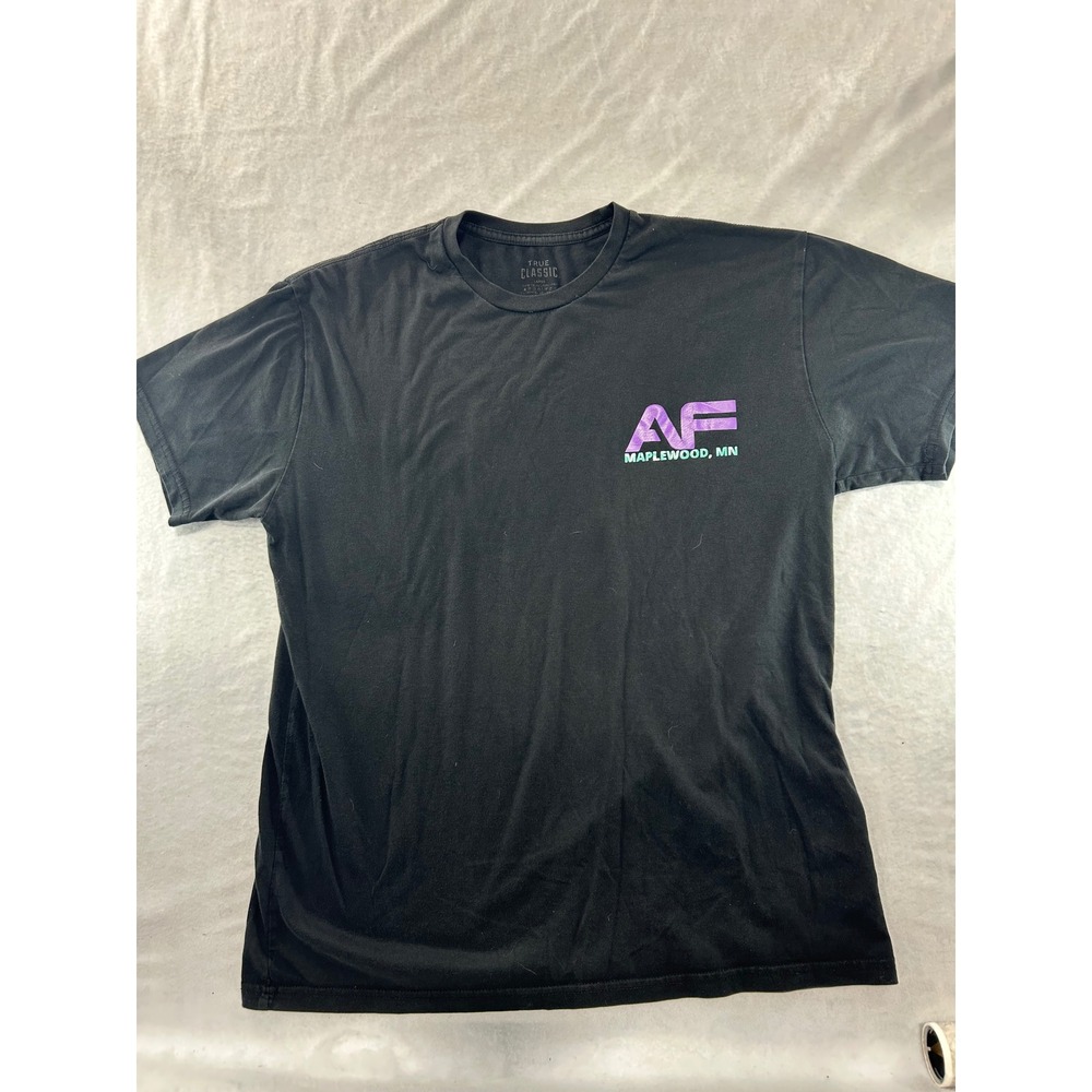 True Classic Mens Large Black Anytime Fitness Maplewood MN Graphic T-Shirt